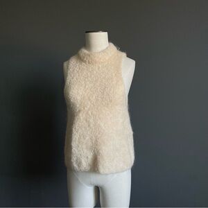 H&M Edition Wool Mohair Bouclé Sleeveless Sweater Cream Minimalist Top Cozy Soft